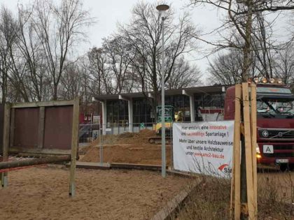 Baustellenbeginn für eine neue Freilufthalle in Hamburg
